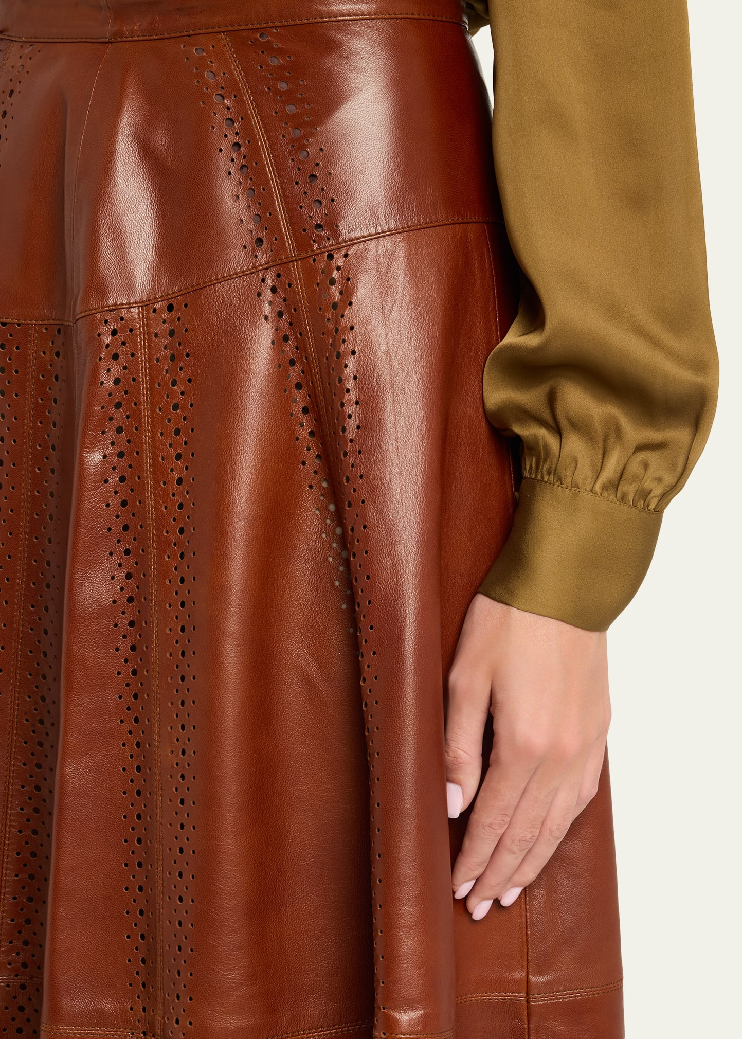 Aninda Leather Midi Skirt - 5