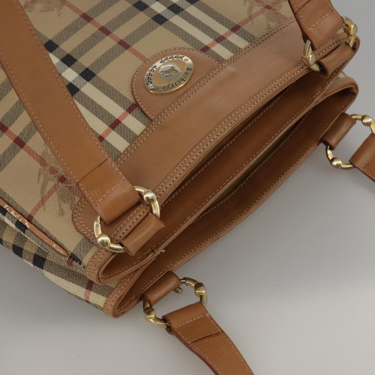 Burberry Nova Check Shoulder Bag Pvc Beige Gold - 6