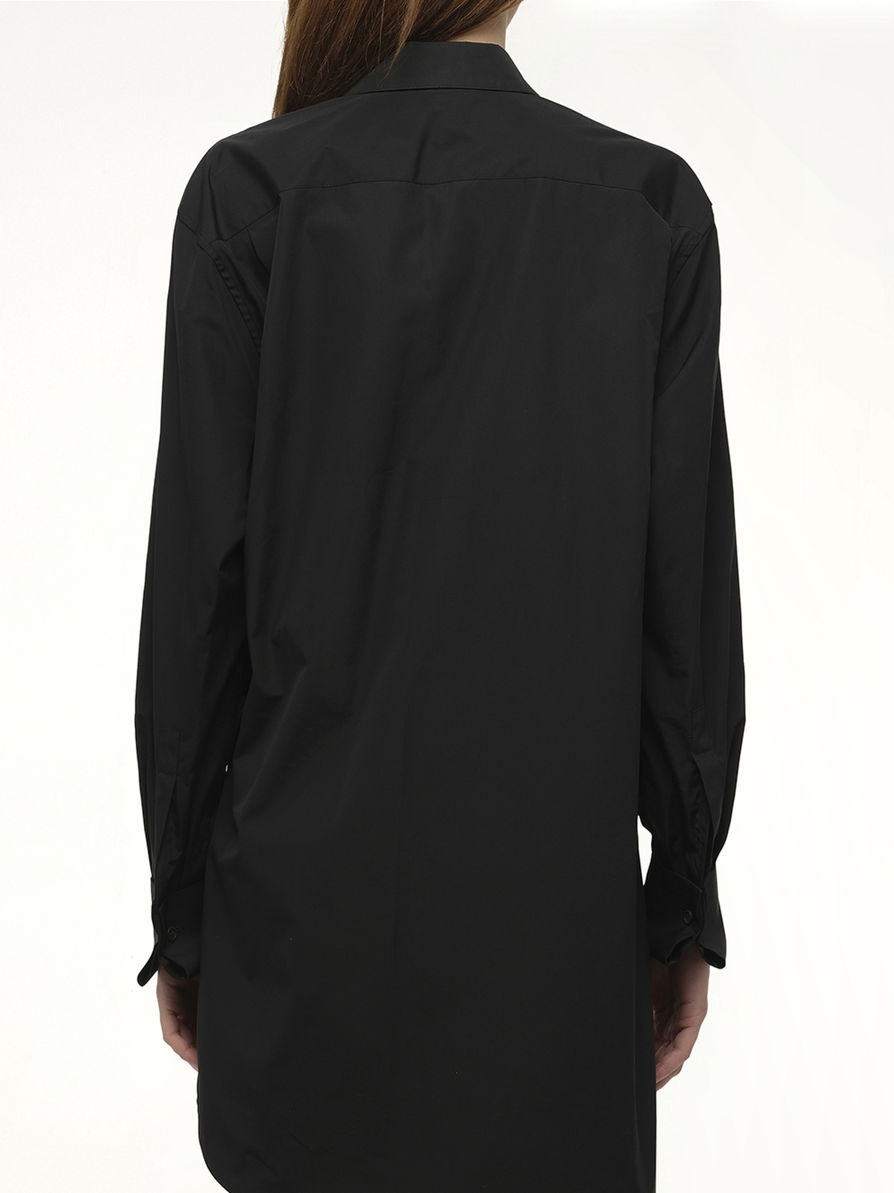 Draped Shirt Dress in Black - 6