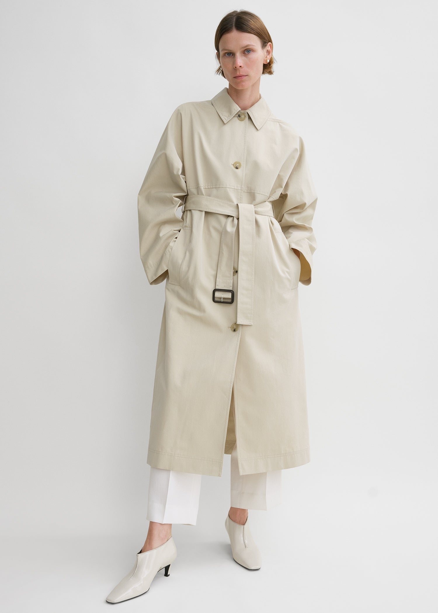 Tumbled cotton silk trench sand - 2