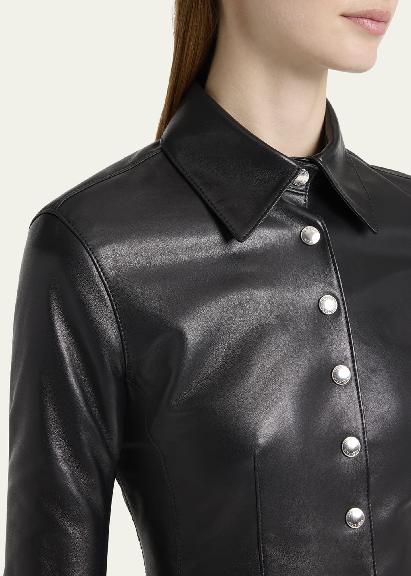 Leather Button-Down Top - 5
