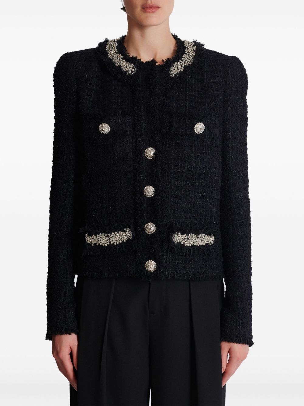embroidered tweed jacket - 5