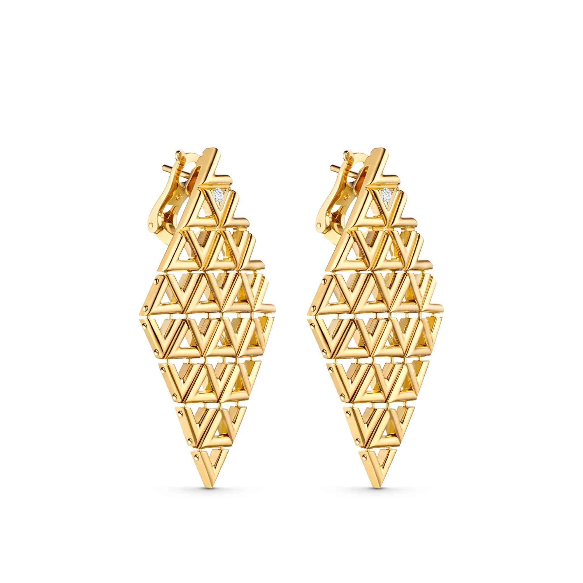 LV Volt Mesh Earrings, Yellow Gold And Diamonds - 3