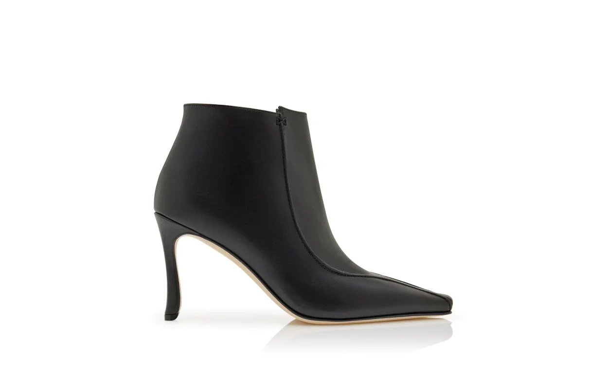 Black Calf Leather Ankle Boots - 1