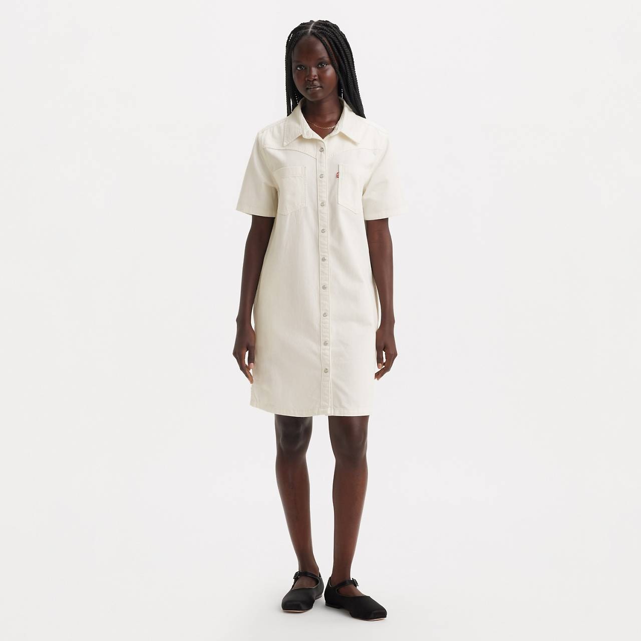 LOUISA SHORT SLEEVE DENIM DRESS - 2
