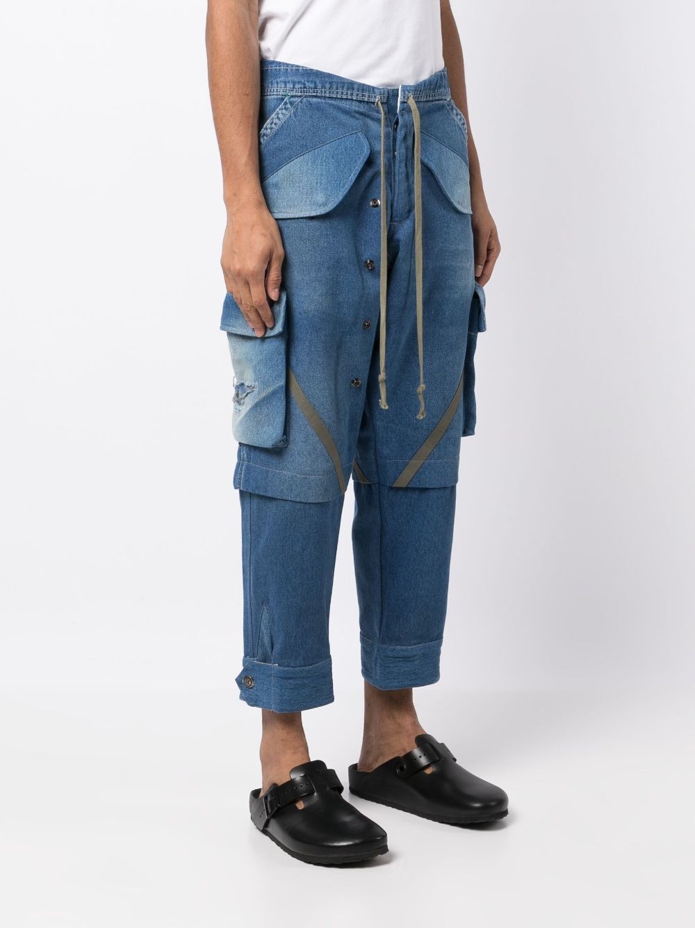 panelled washed jeans - 3