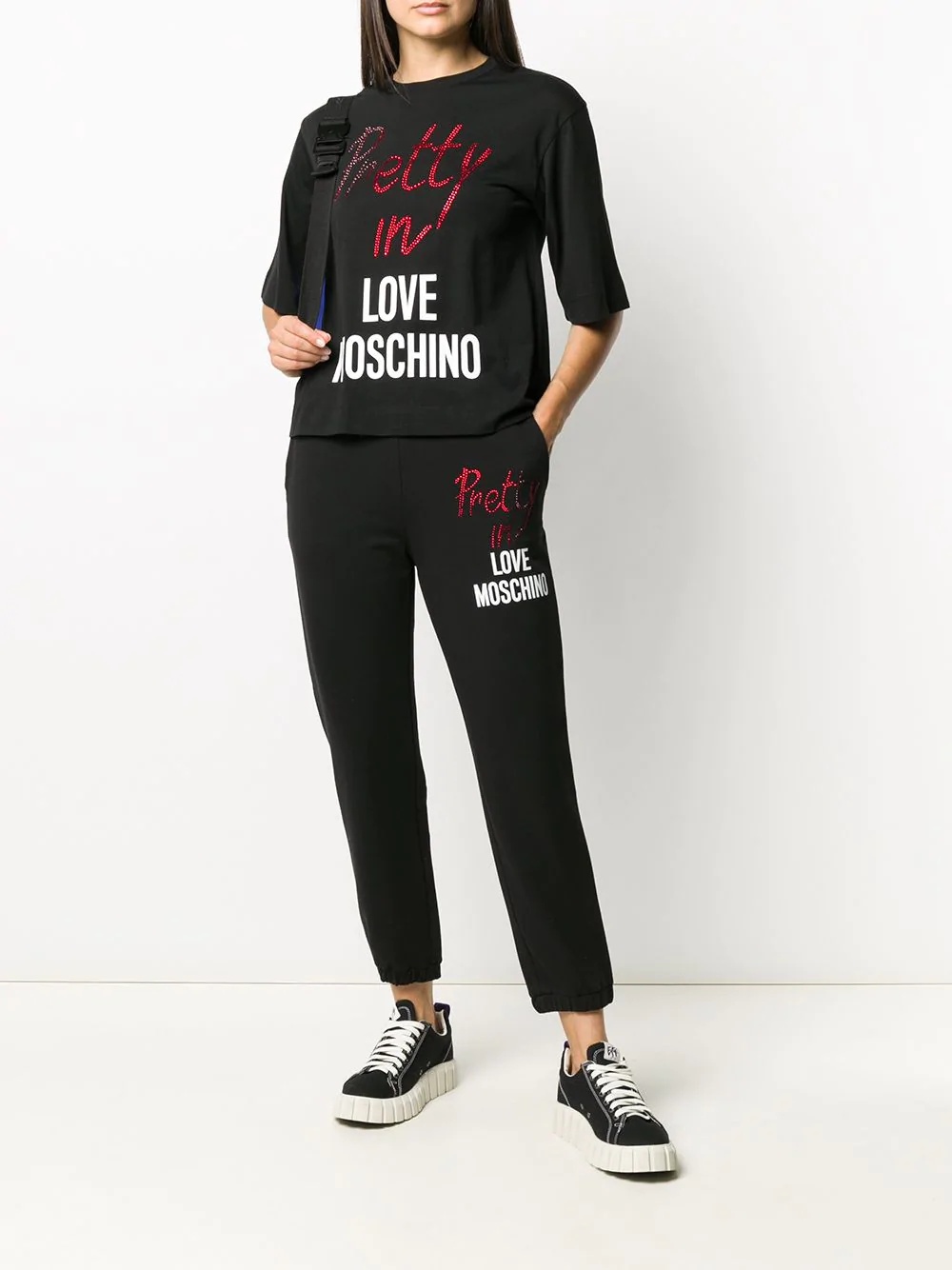 rhinestone-embellished logo track trousers - 2