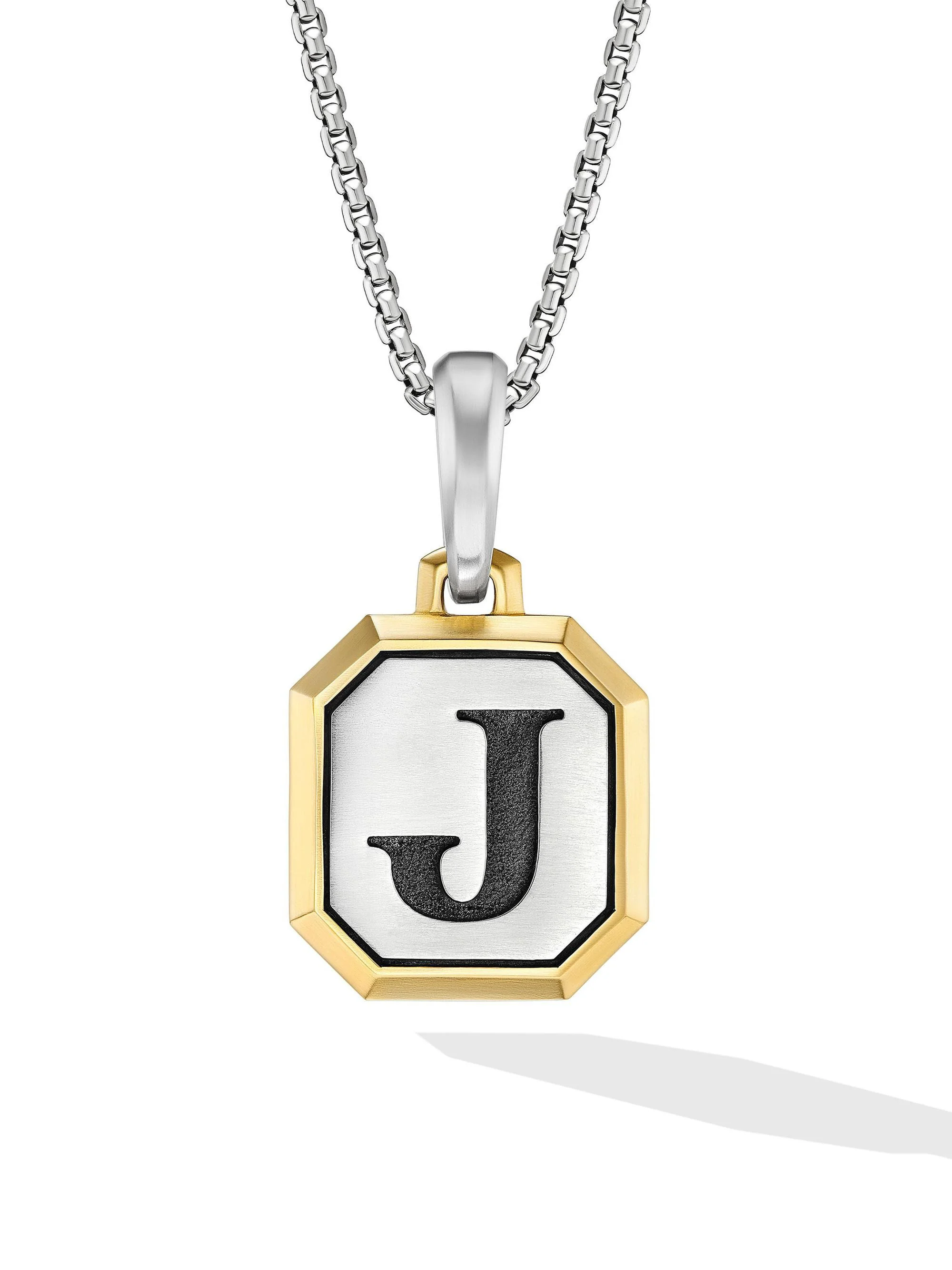 Men's Initial Amulet in Sterling Silver - J Silver - 1