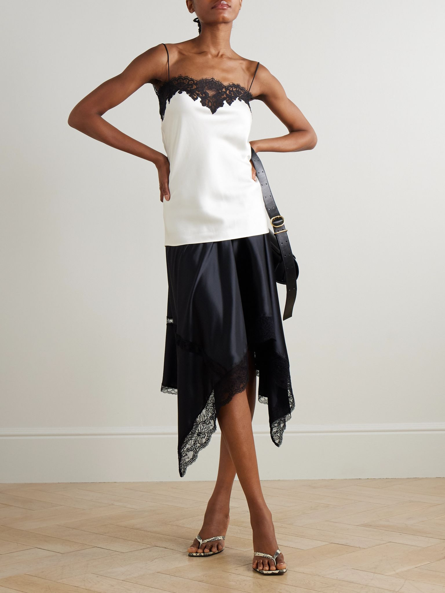 Lace-trimmed satin camisole White - 2