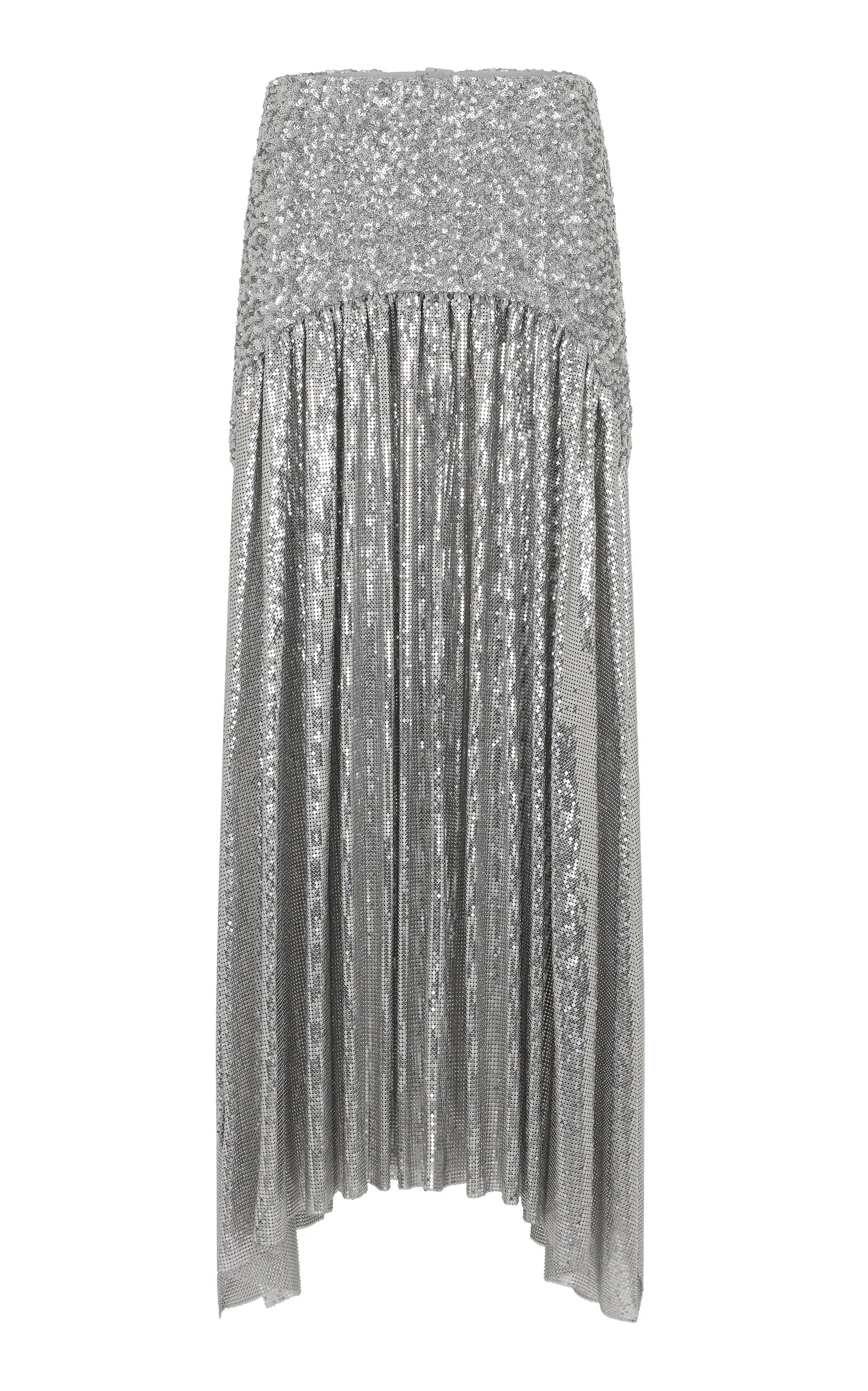 Sequined Mesh Maxi Skirt silver - 1