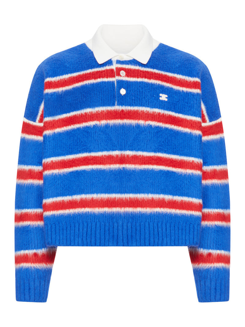 Celine Men Striped Sweater With Polo Style Collar - 1