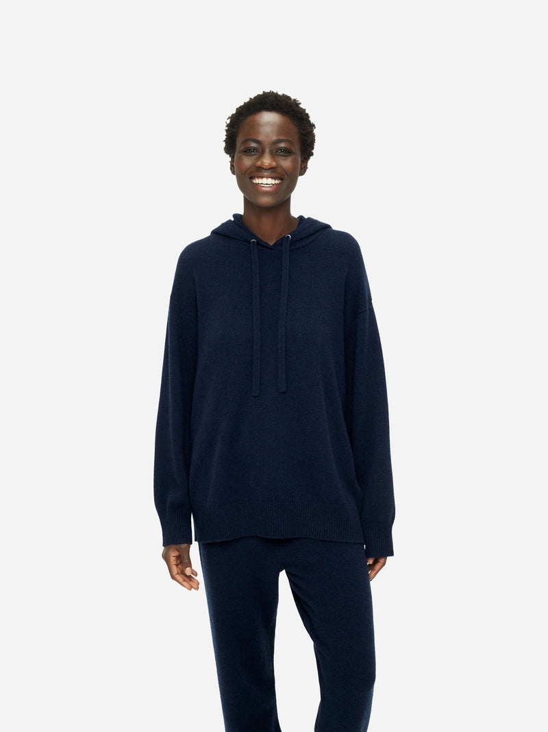 Women's Relaxed Pullover Hoodie Daphne Cashmere Navy - 6