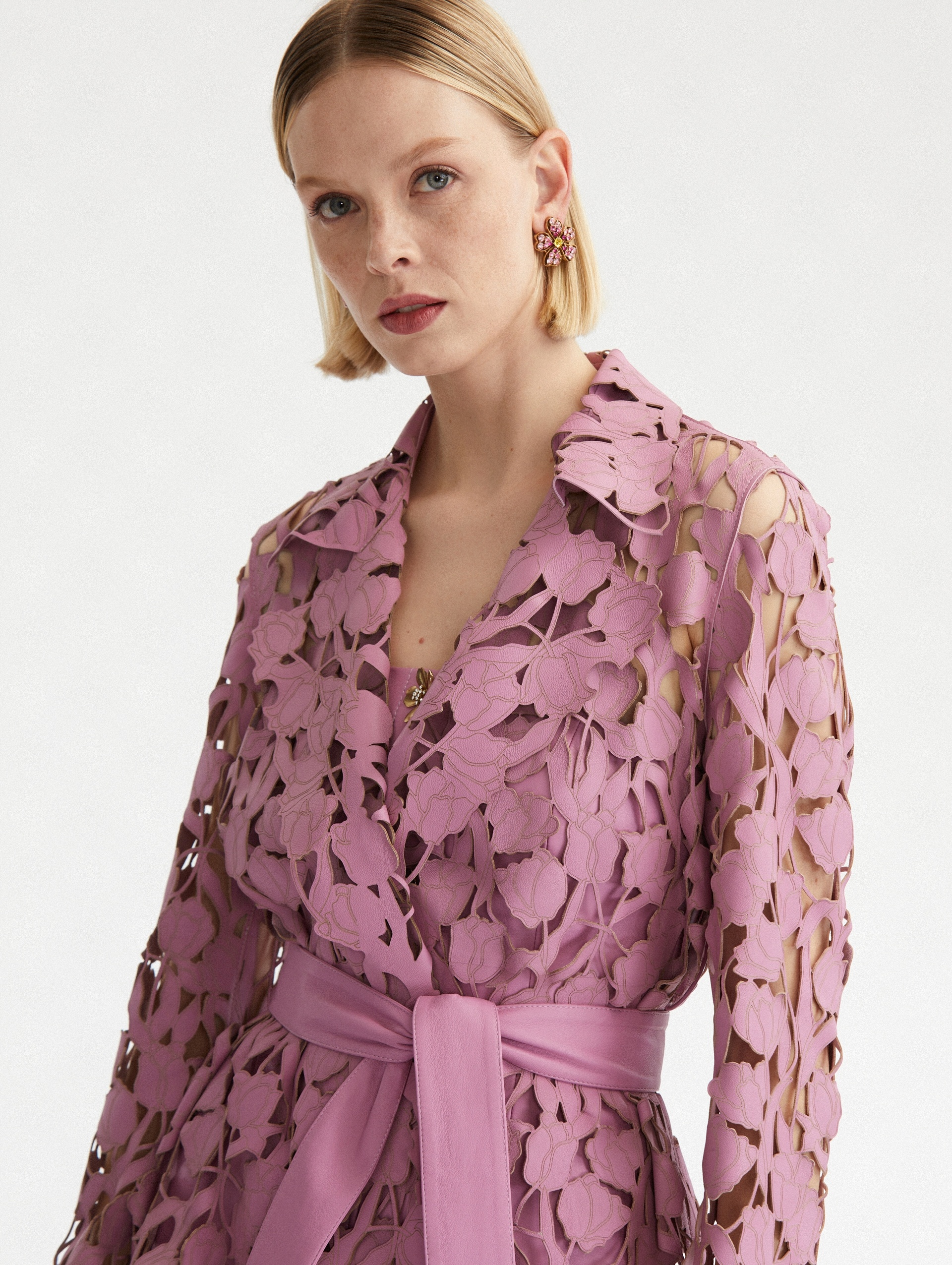 LASER CUT TULIP MINI TRENCH COAT - 5