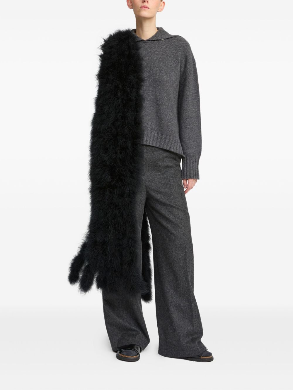 fringed feather scarf - 3