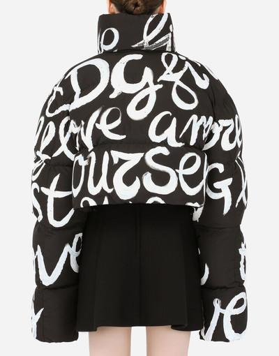 Dolce & Gabbana Short nylon down jacket with DG love yourself print outlook