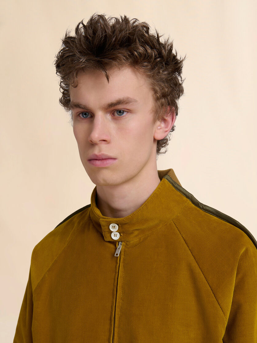 MUSTARD CORDUROY BOMBER WITH NYLON BACK - 4