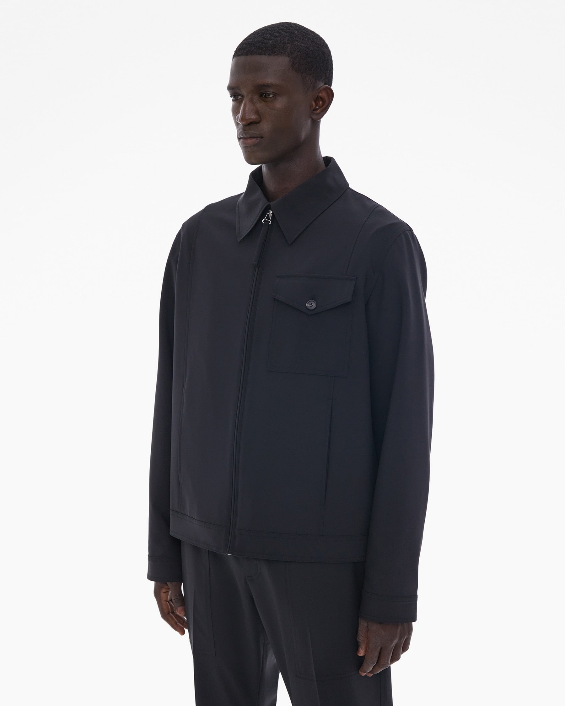 STRETCH WOOL TAILORED ZIP-UP JACKET - 5