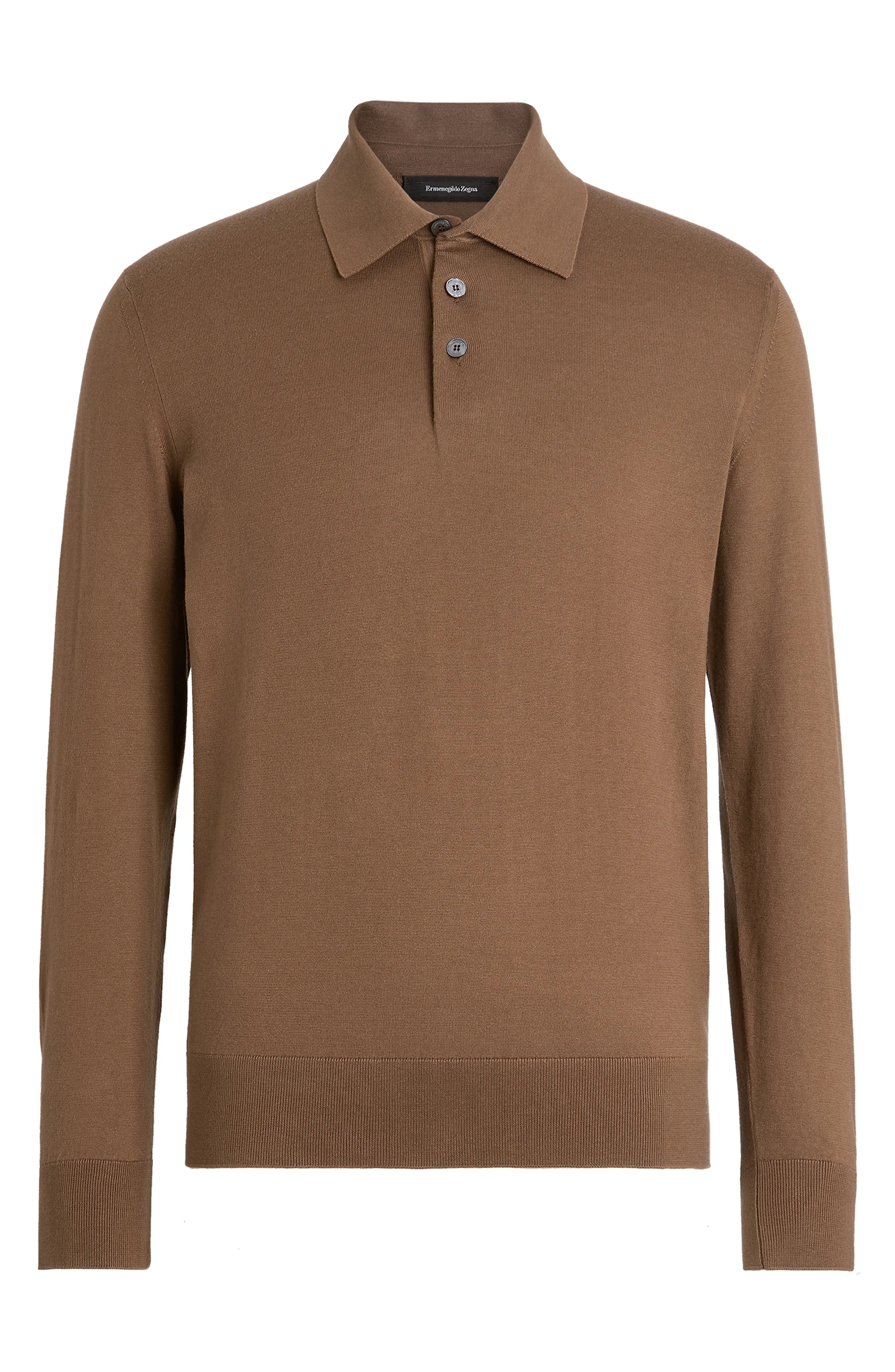 Long Sleeve Cotton & Cashmere Polo - 3