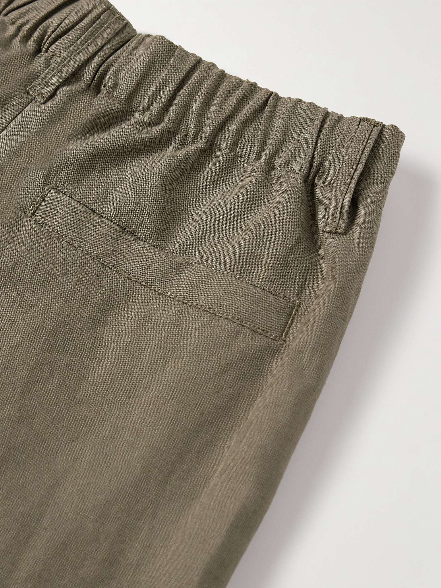 Slim-Fit Belted Pleated Slubbed Oasi Lino Trousers - 5