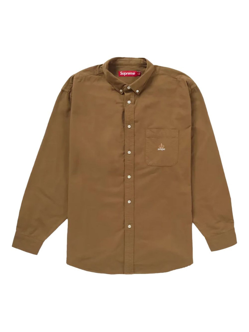 logo-embroidered flannel shirt 1