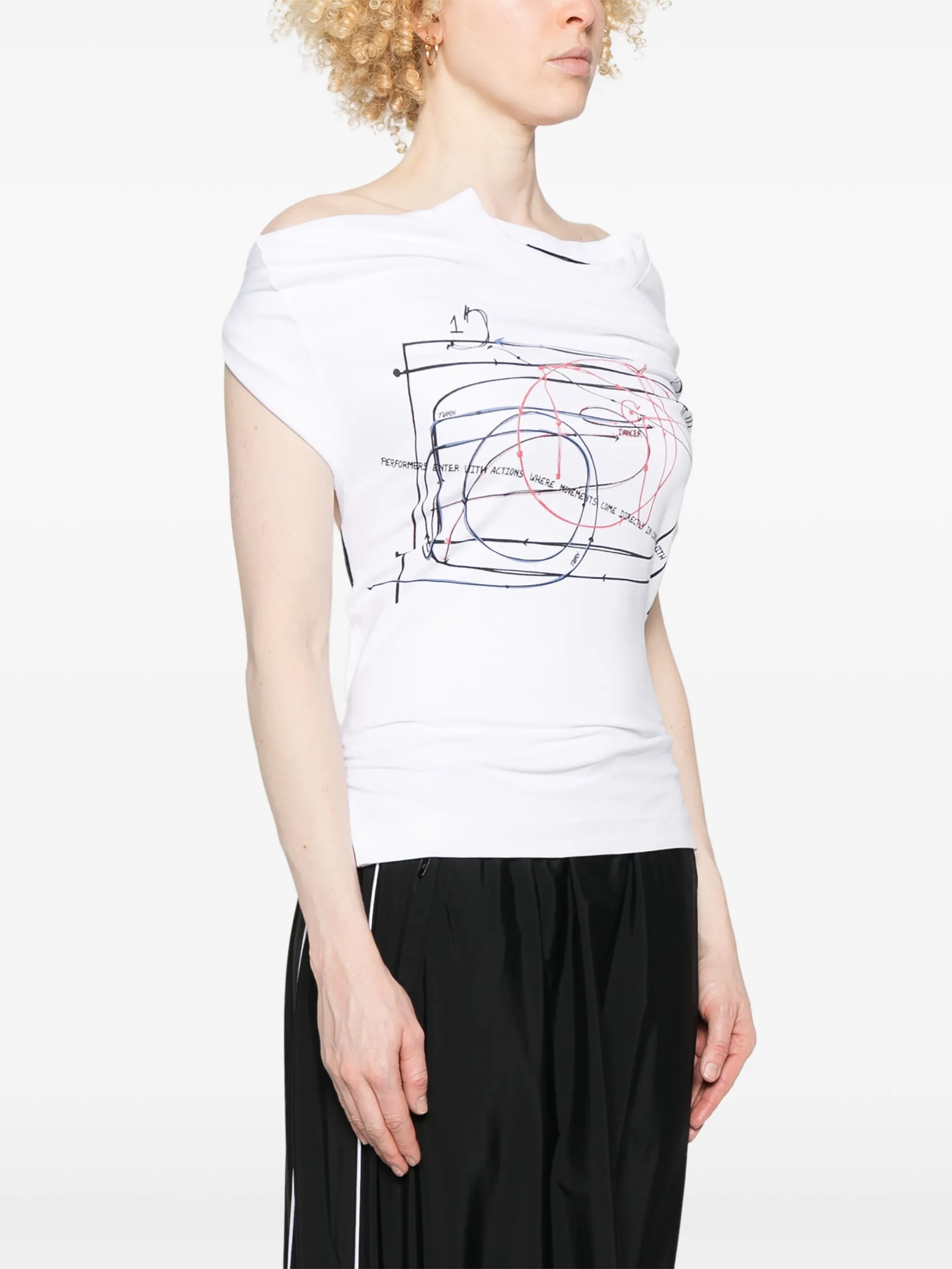 ALAINPAUL - Women Fitted Elastics Multicoloured Print T-shirt - 2