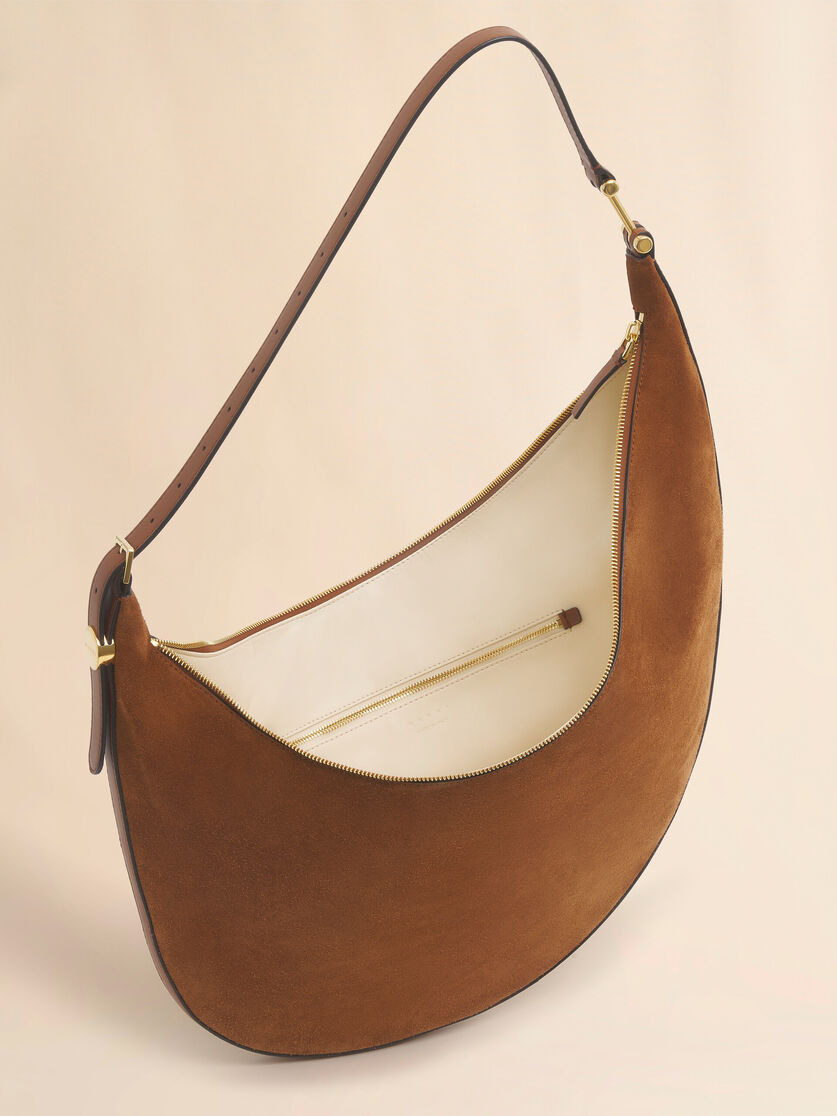 BROWN SUEDE DOT SMALL HOBO BAG - 4