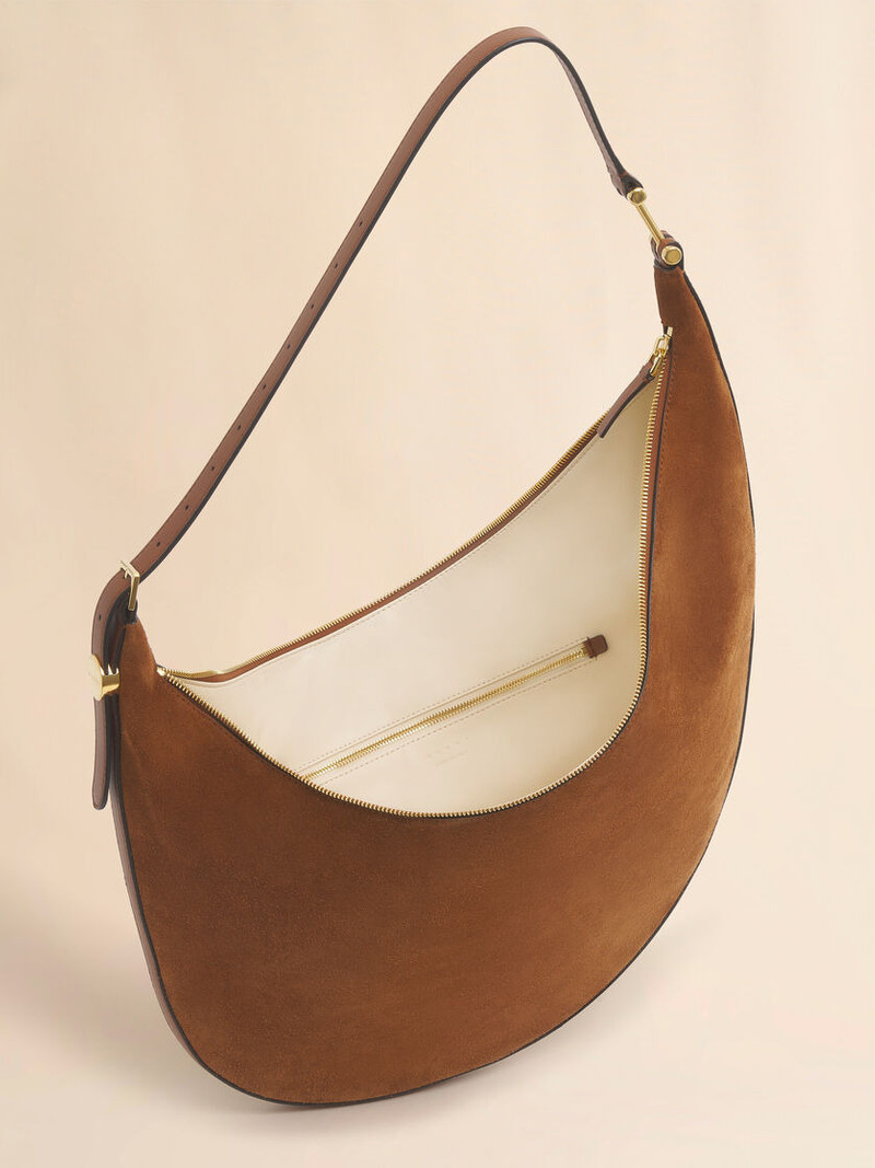 BROWN SUEDE DOT SMALL HOBO BAG 4