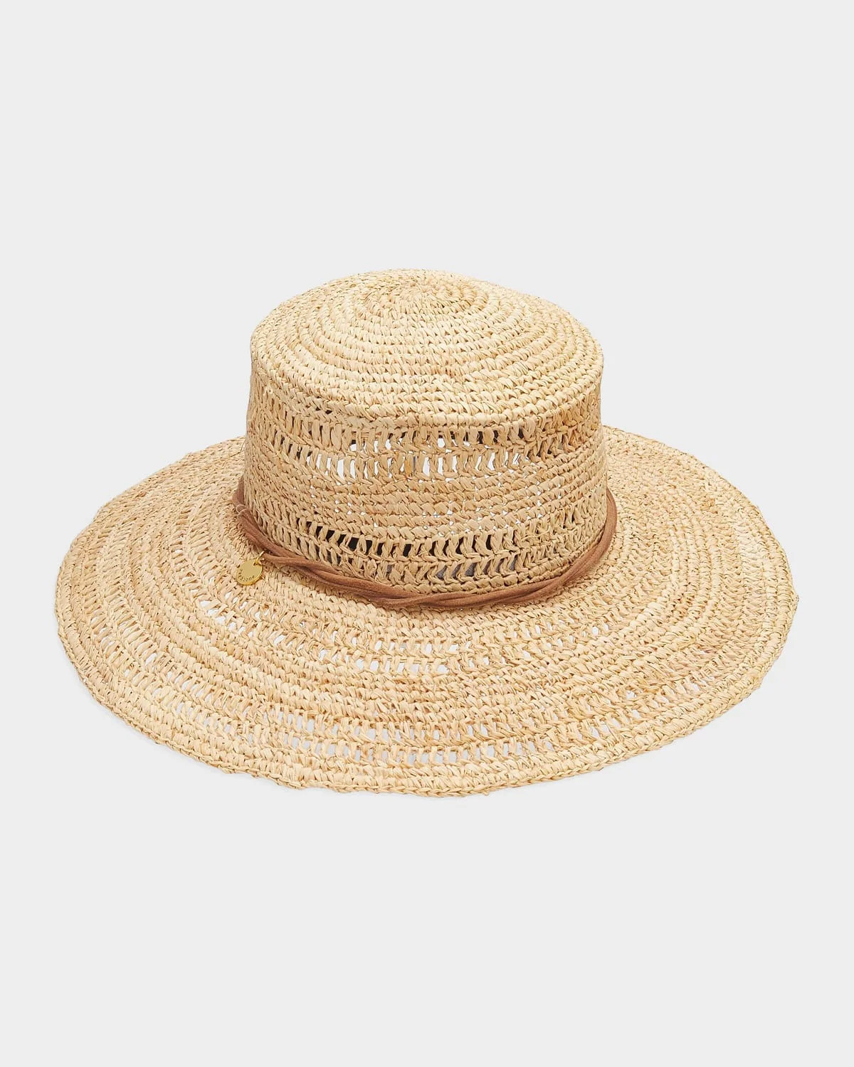 Crochet Raffia Boater Hat - 1
