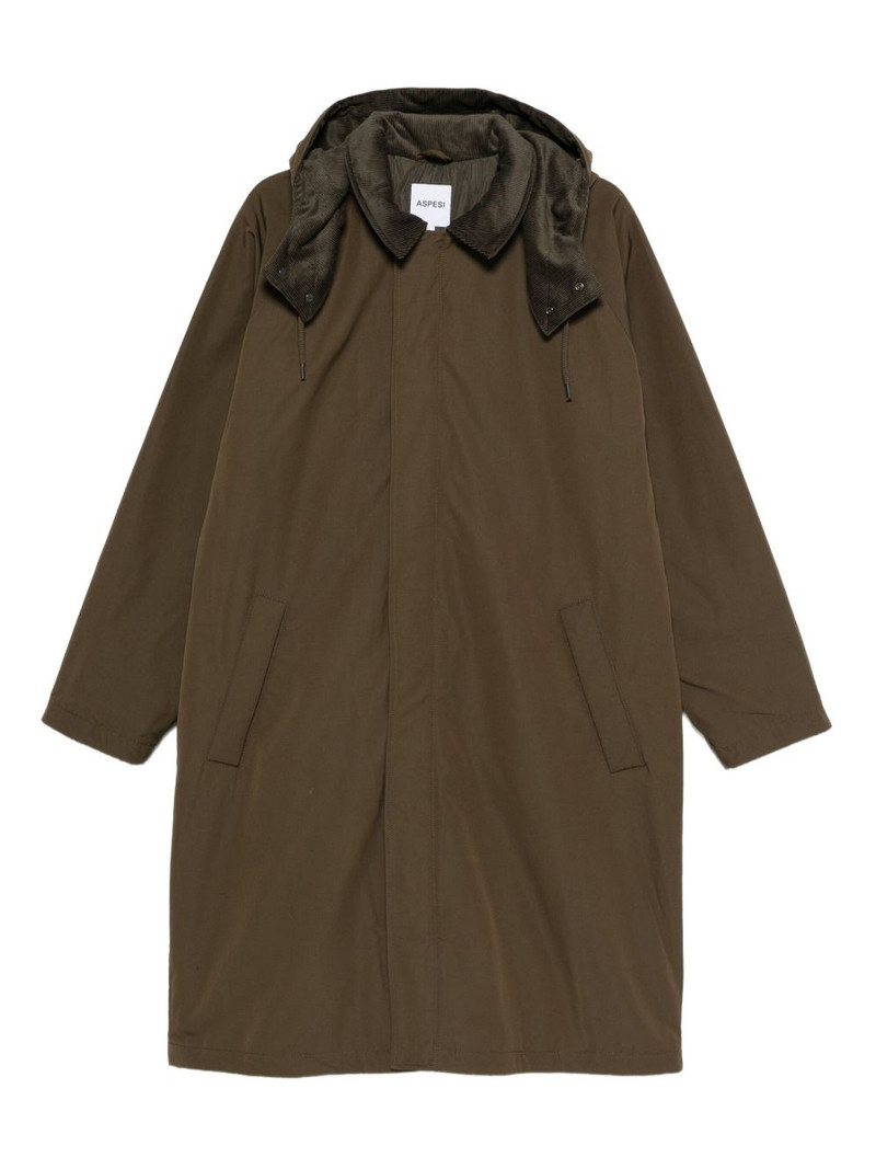 corduroy-trim hooded coat 1