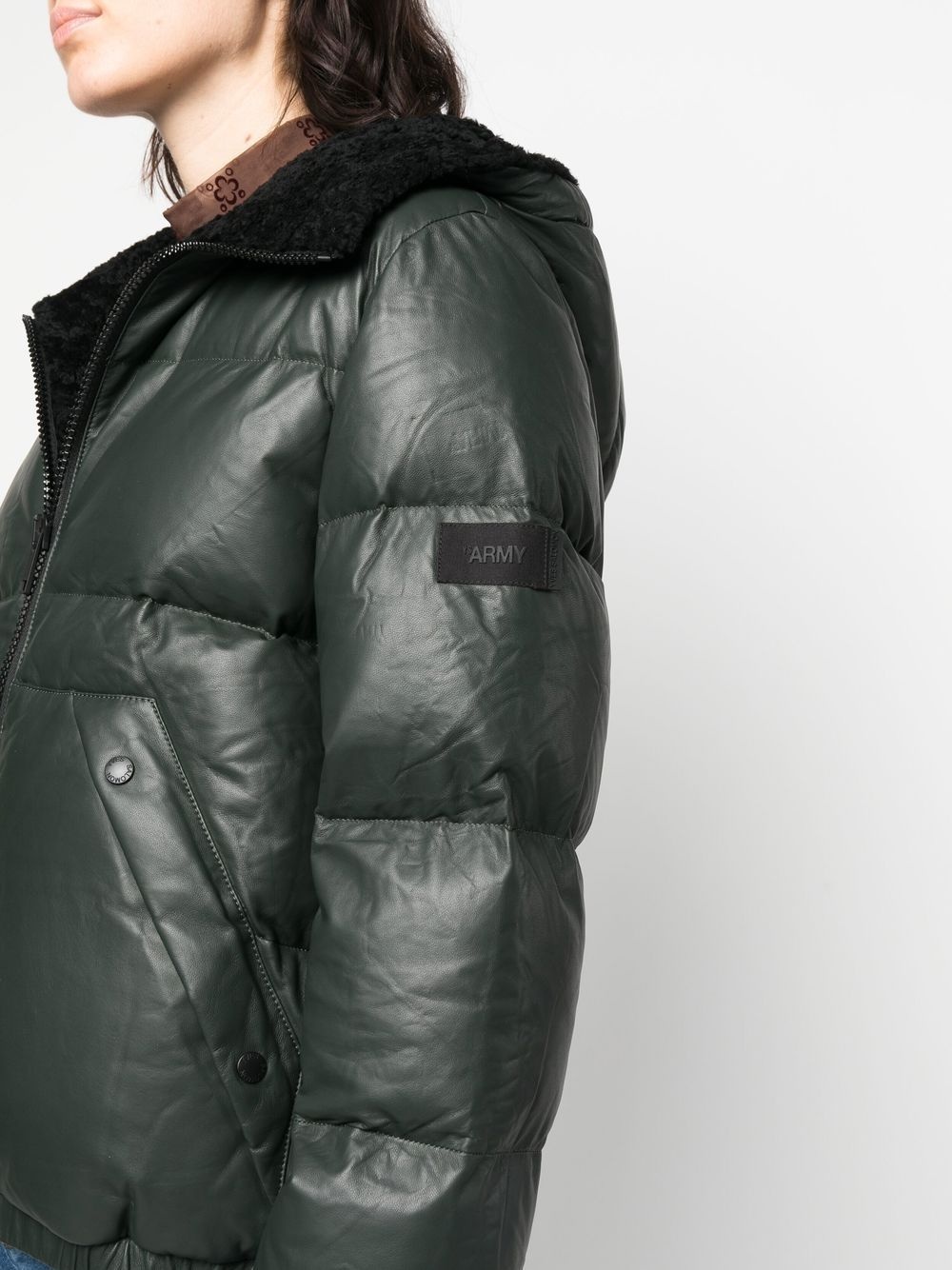 leather hooded zipped-up jacket - 5