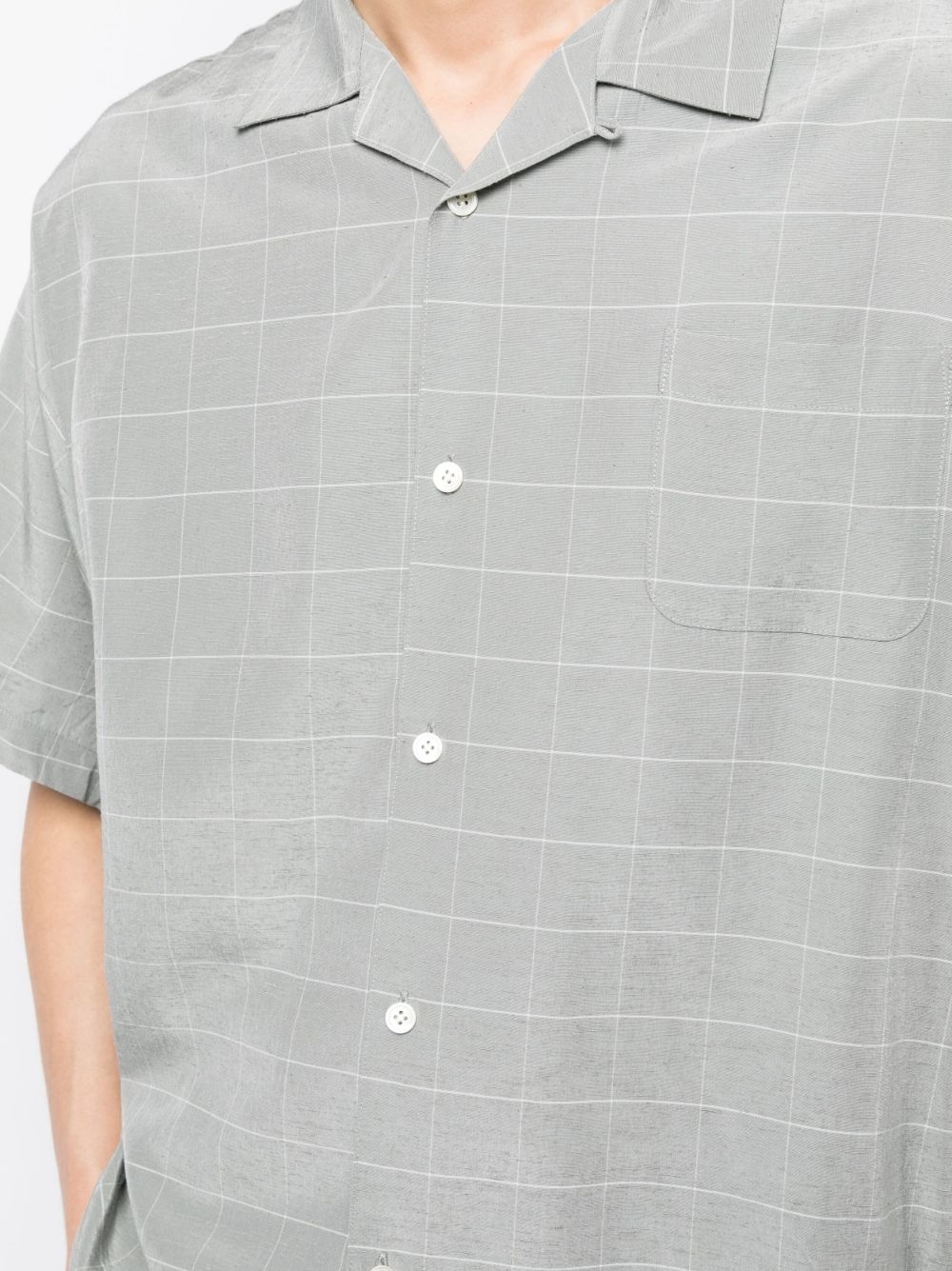 check-pattern silk-blend shirt - 5