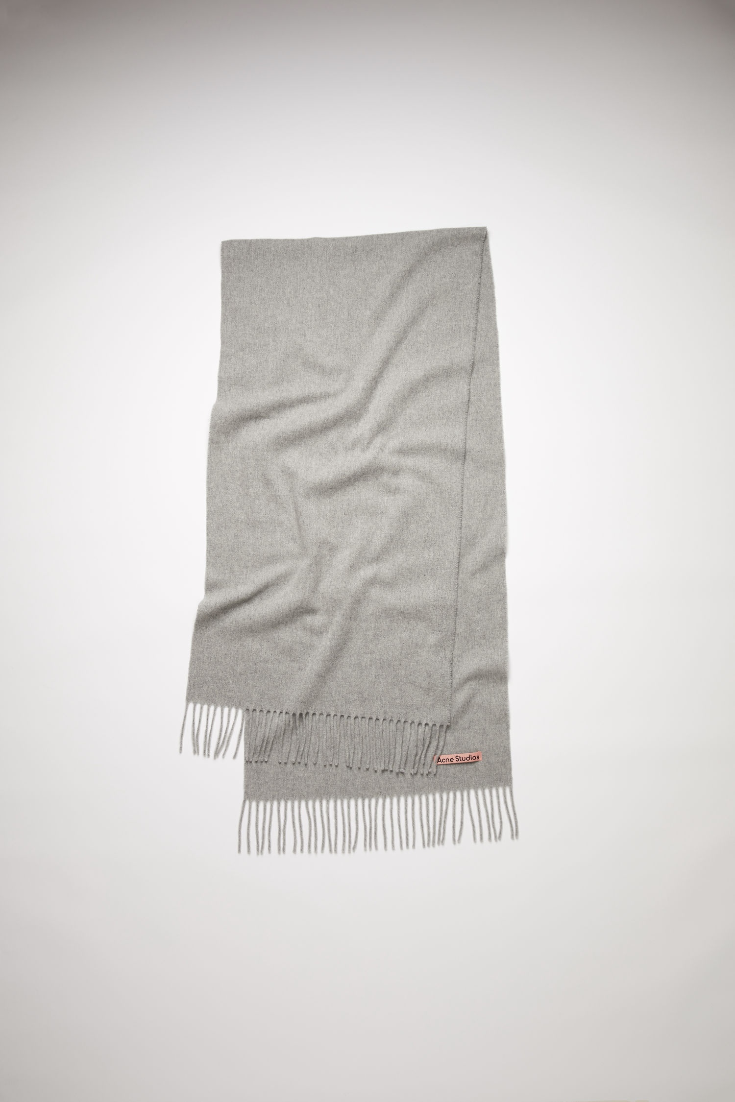 Narrow wool scarf light grey melange - 1