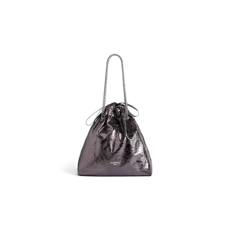 Women's Crush Medium Tote Bag Metallized in Grey 1