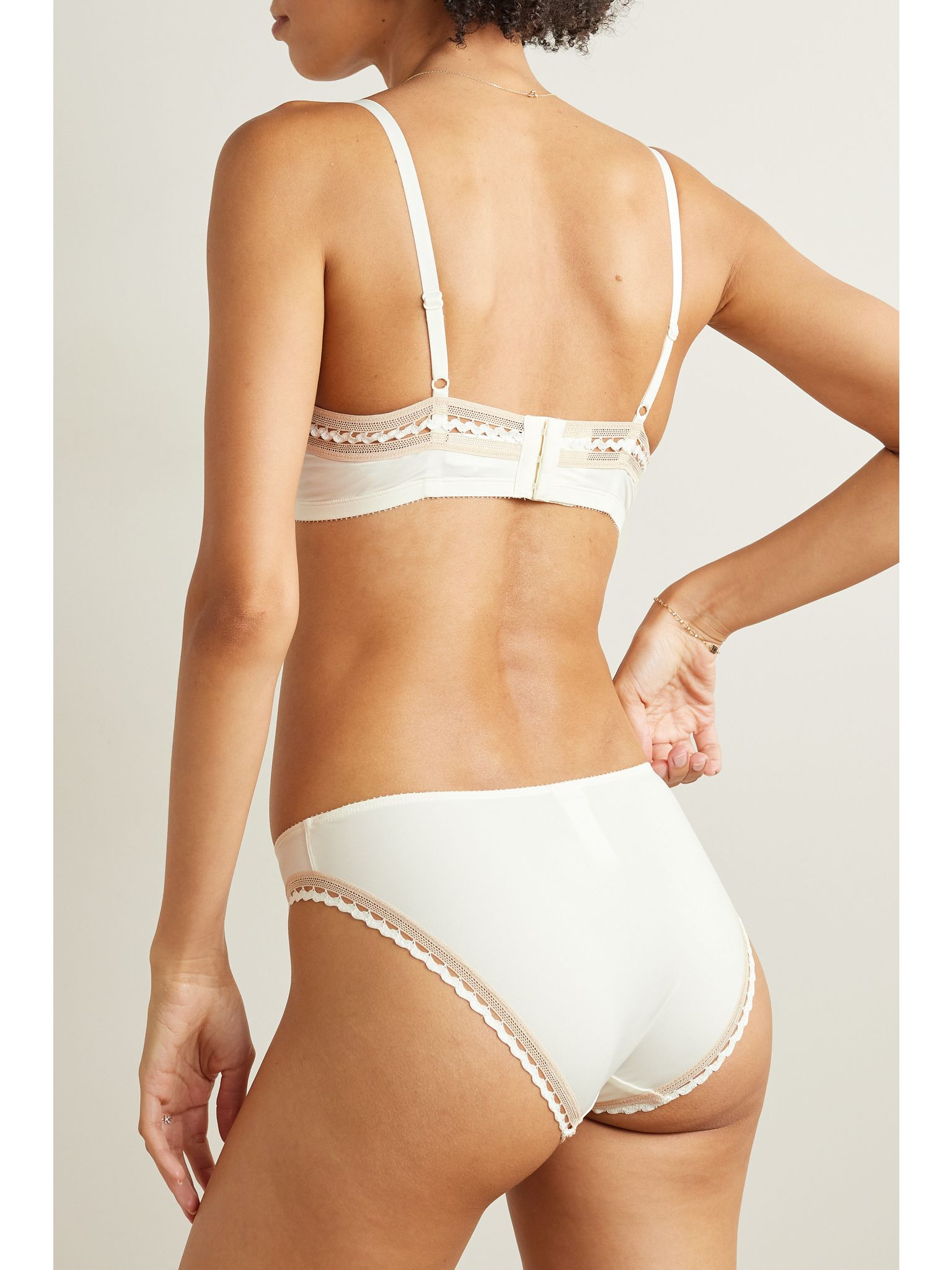 Flash crochet-trimmed stretch-jersey briefs White - 3