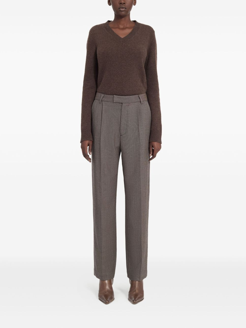 pleated herringbone trousers - 2