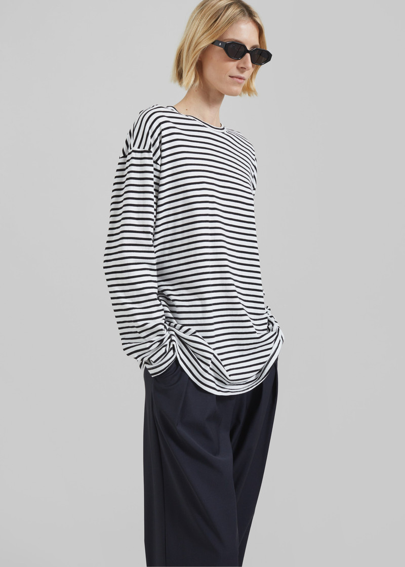 Salome Long Sleeve Tee - White/Black Stripe 4