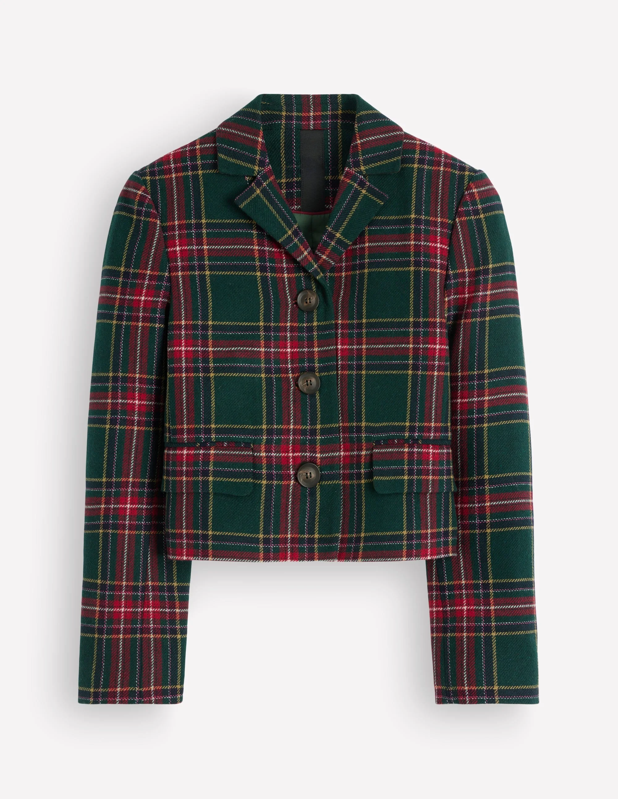 Dartmouth Wool Blend Blazer-Green, Navy and Red Check - 1