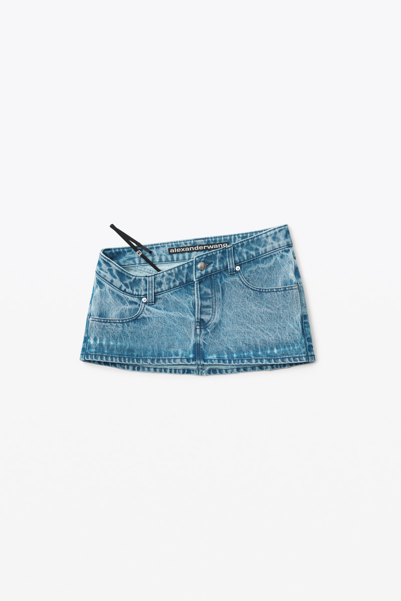 DIAMANTE A CHARM MINI SKIRT IN DENIM 1