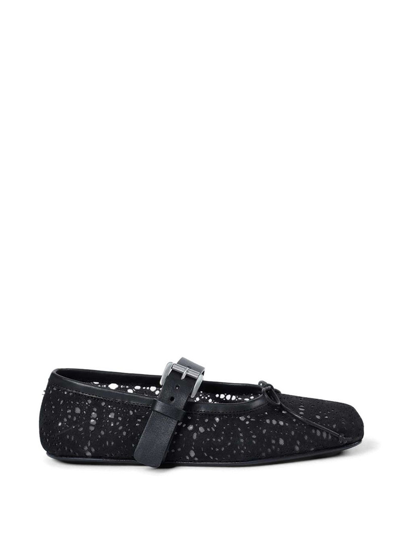 Zoey lace-effect leather ballet flats 1