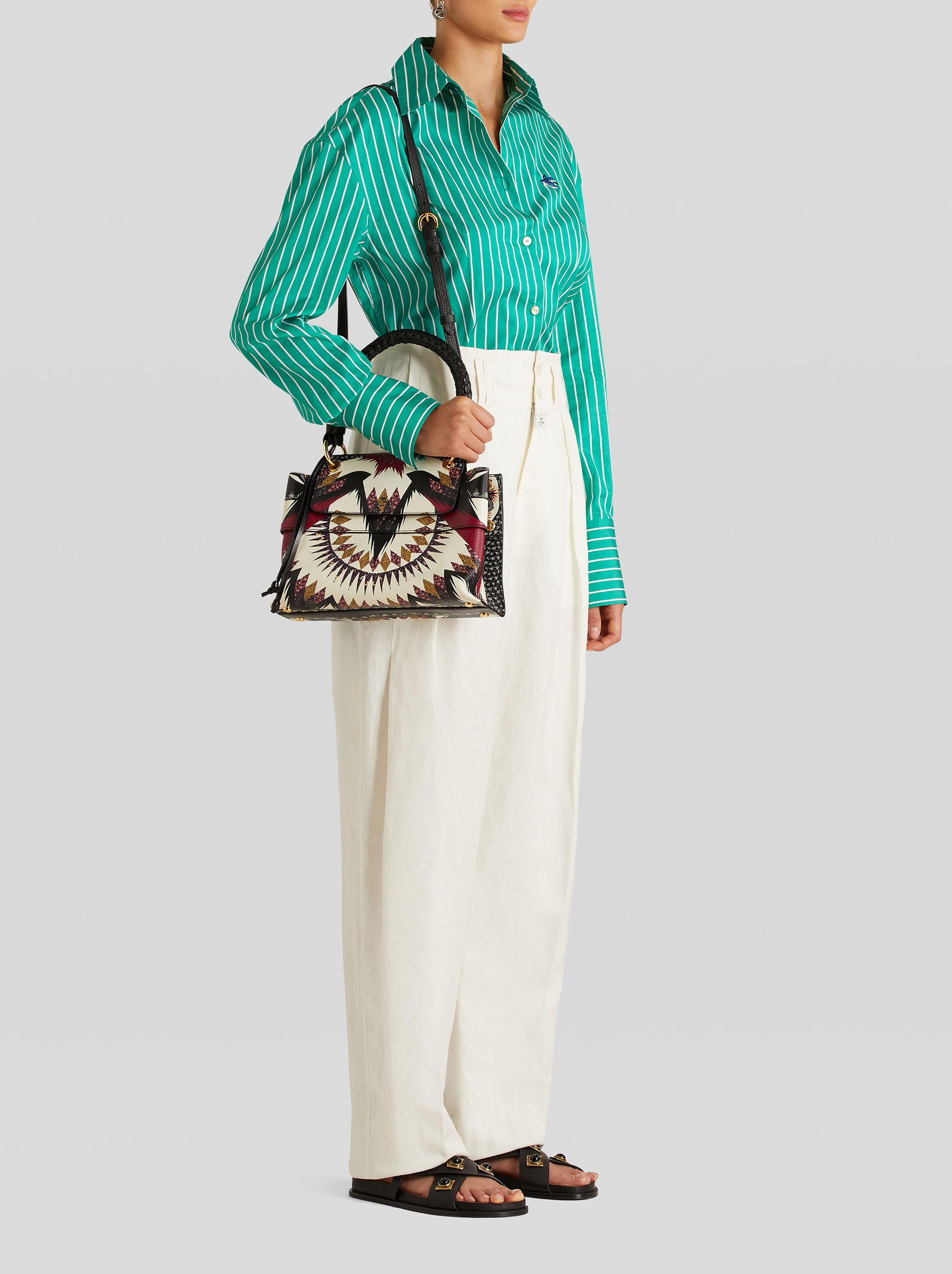 MEDIUM LEATHER BAG WITH GEOMETRIC PRINT - 2