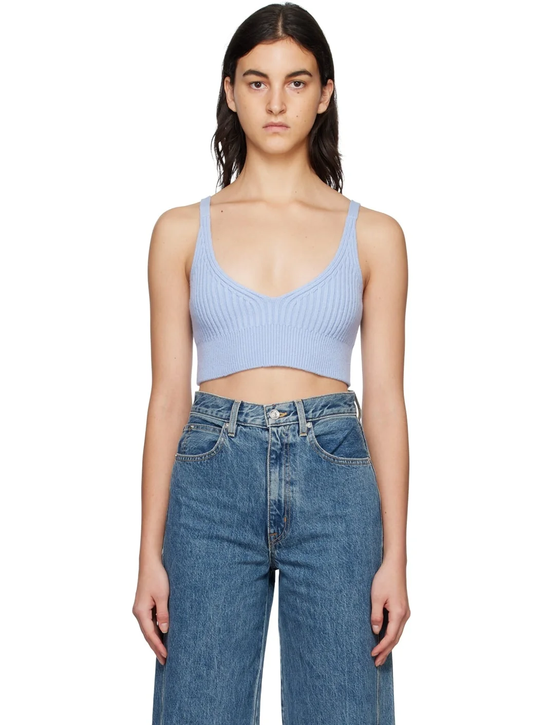 Blue V-Neck Tank Top - 1