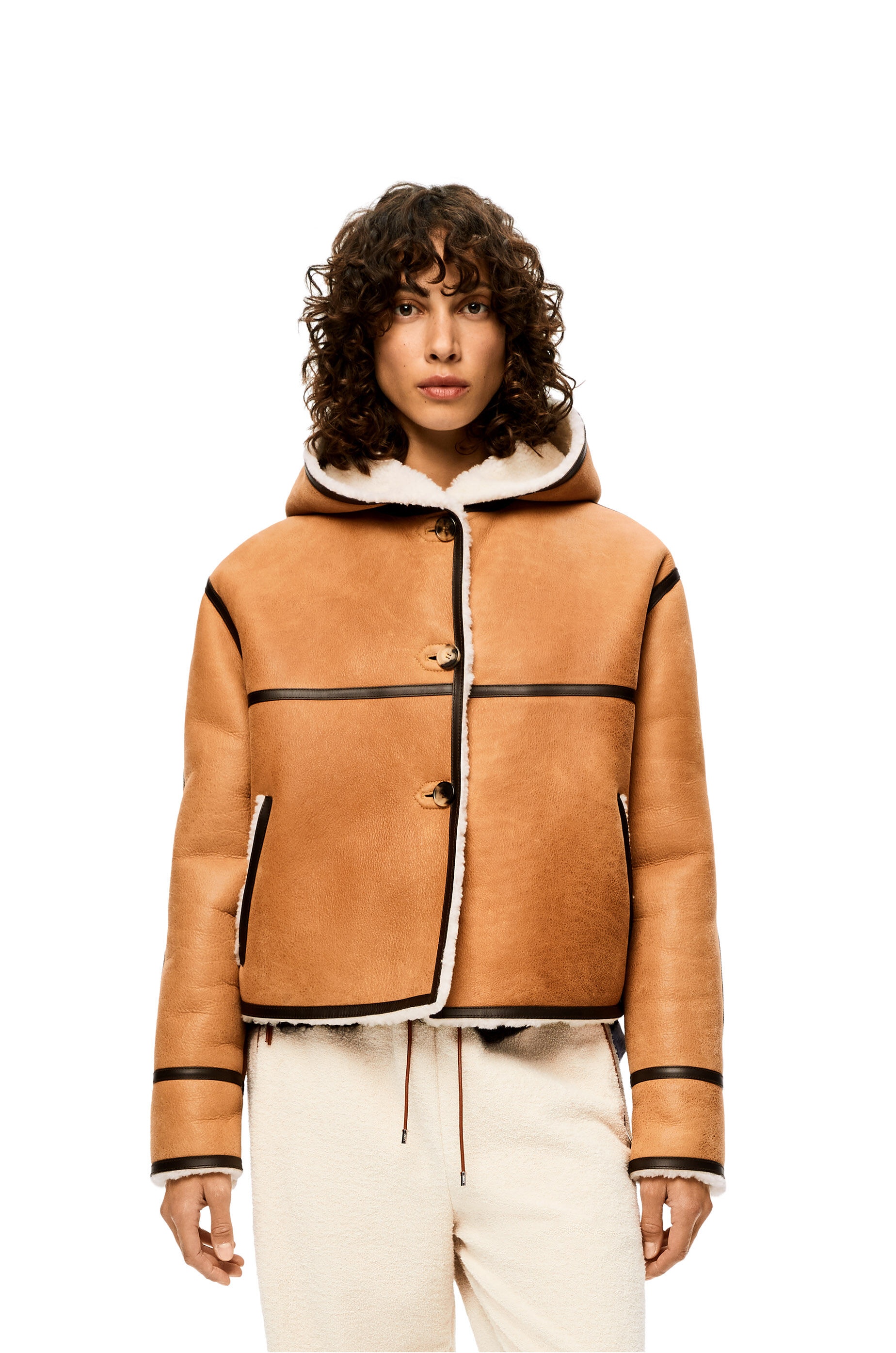 Hooded jacket in shearling - 3
