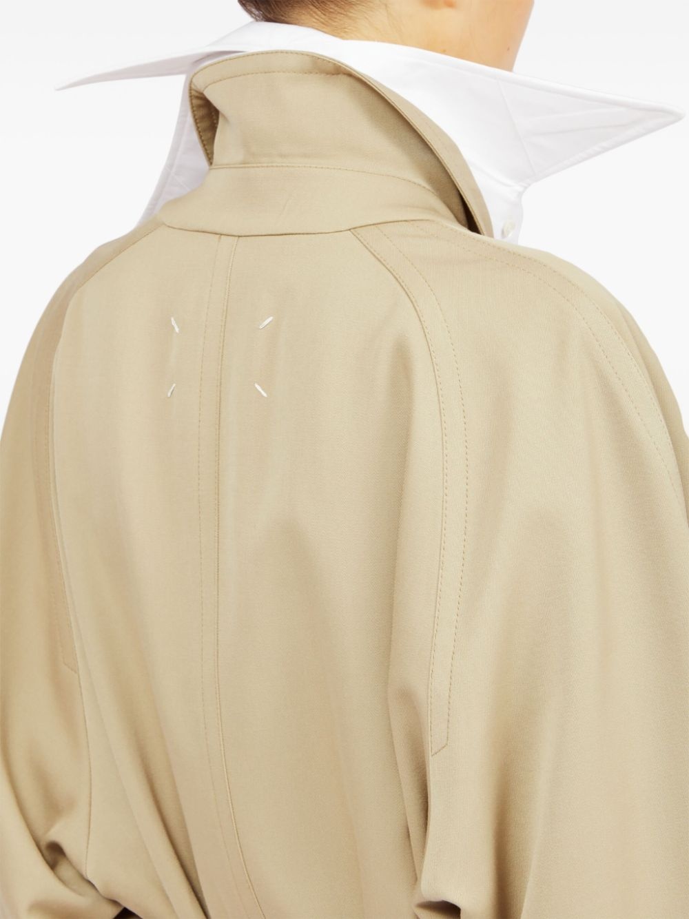 spread-collar wool trench coat - 7