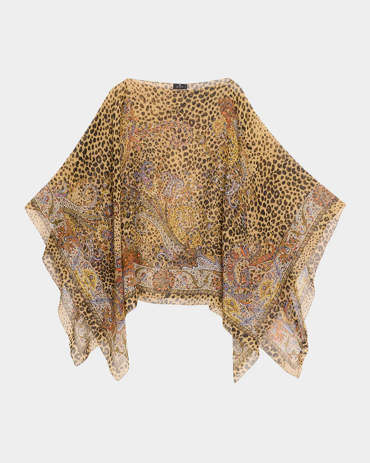 Leopard-Print Silk Chiffon Poncho - 1