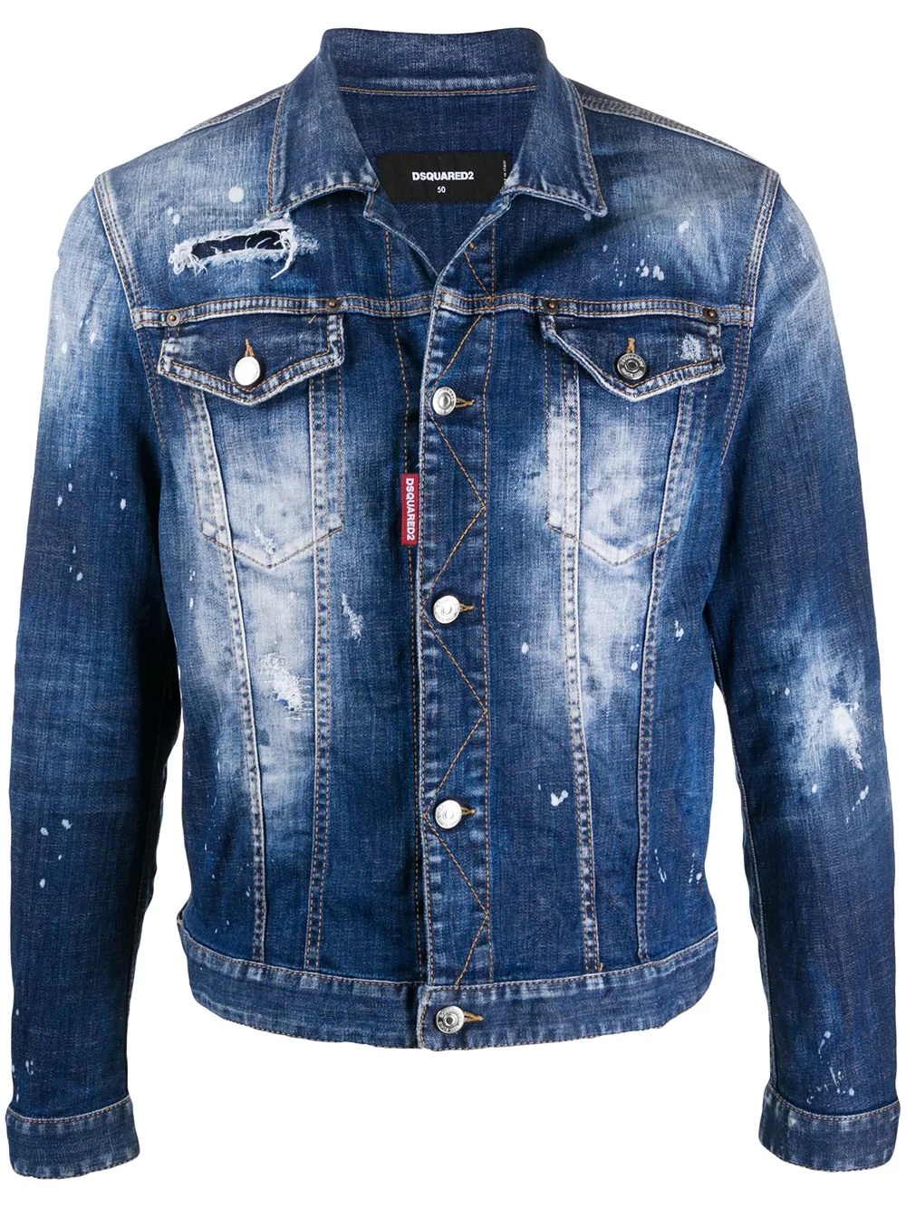 distressed ripped denim jacket - 1