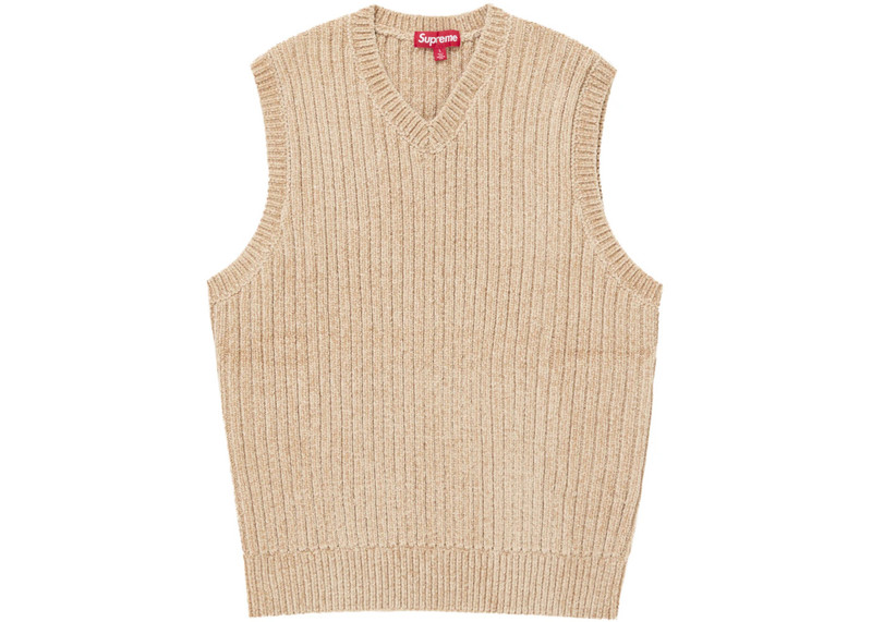 新品　Supreme Chenille Sweater Vest beige Supreme Supreme Chenille Sweater Vest Beige - FW24SK44 BEIGE