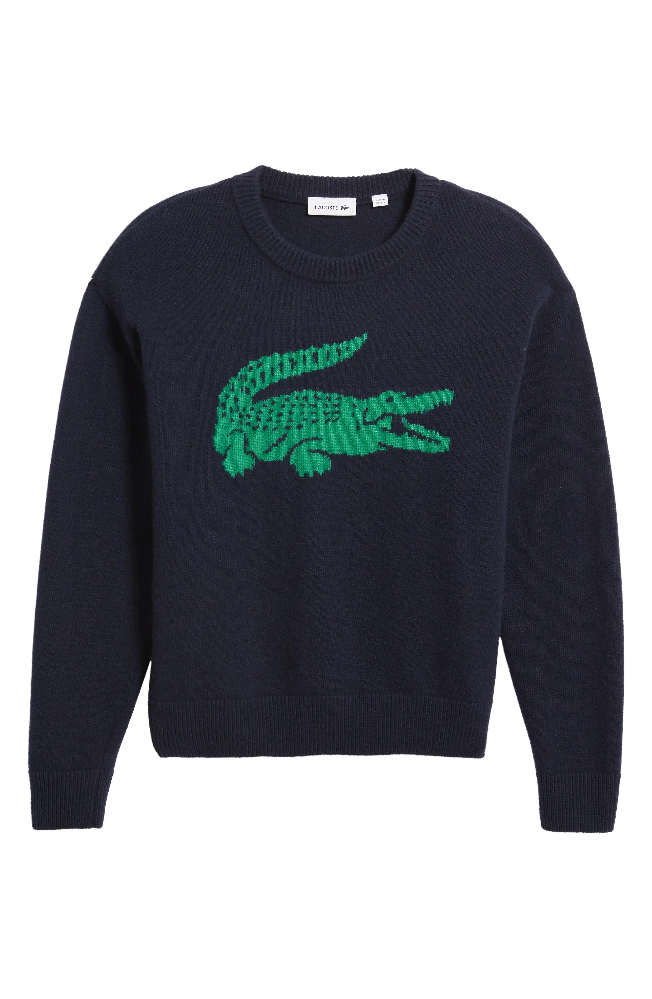 Big Croc Cashmere & Wool Crewneck Sweater in 9Tl Marine/Roquette - 5