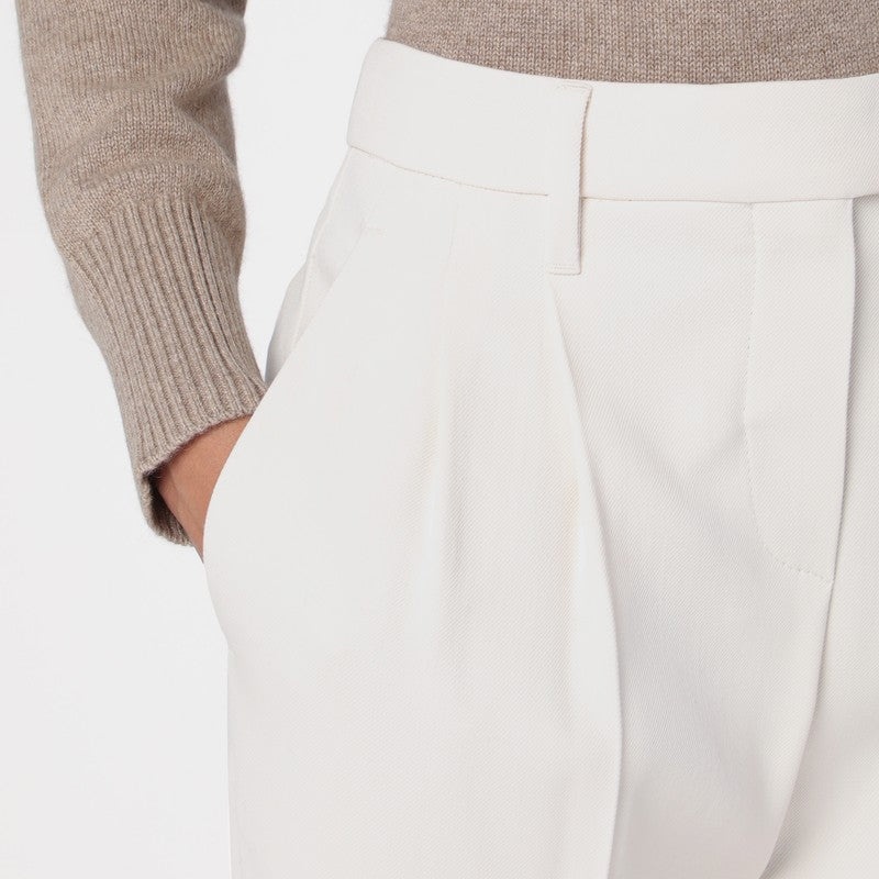 Brunello Cucinelli IVORY VISCOSE TROUSERS | netdressed