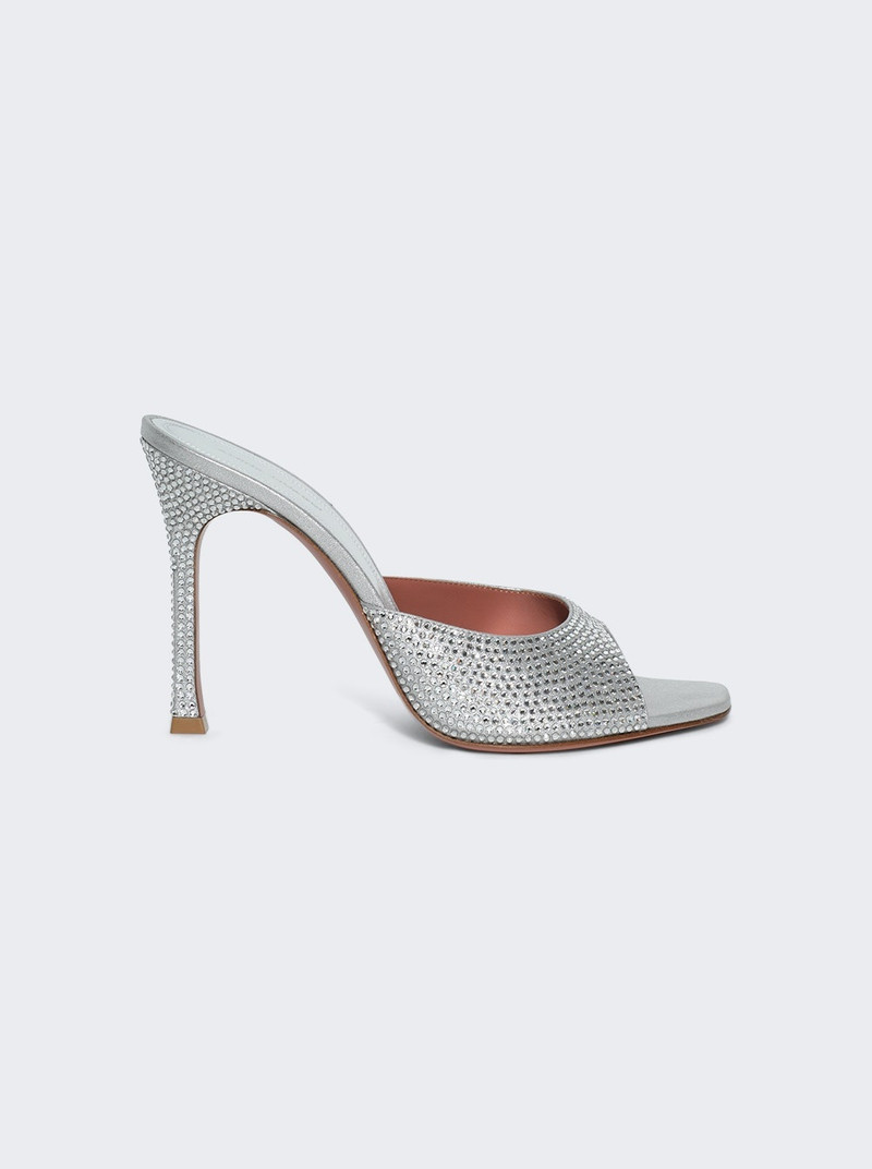 Alexa Crystal Slipper Sandals Satin Silver 1