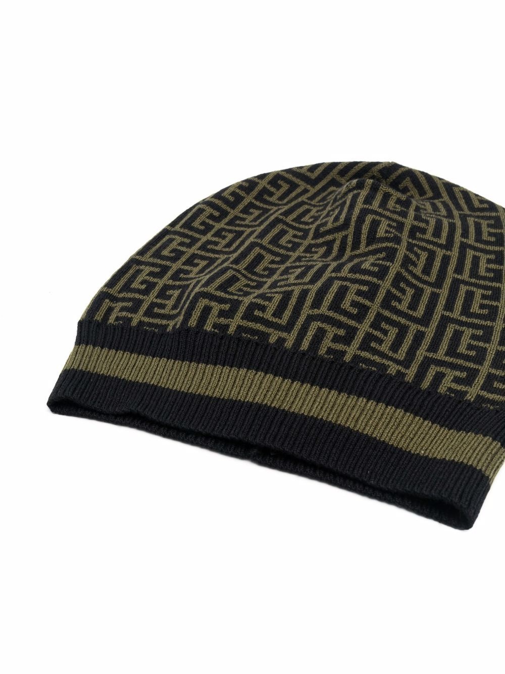 monogram-patterned merino beanie - 2